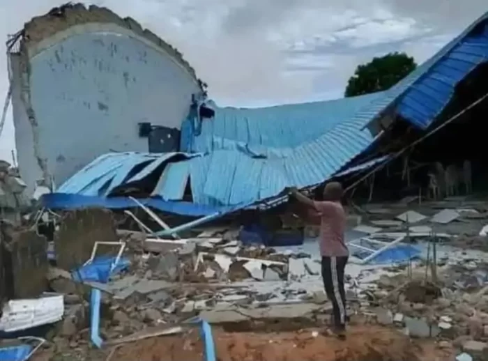 Collapsed church building
