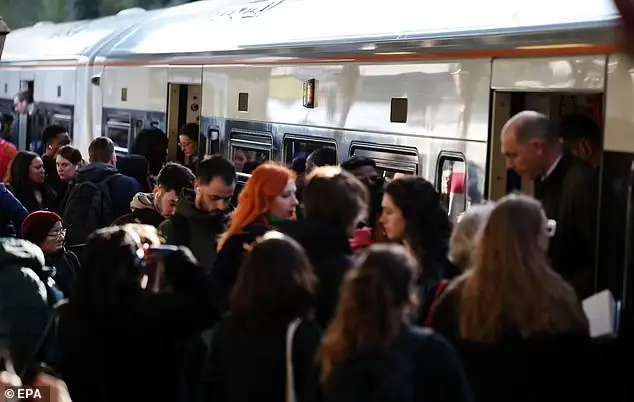 Train travelers in the UK