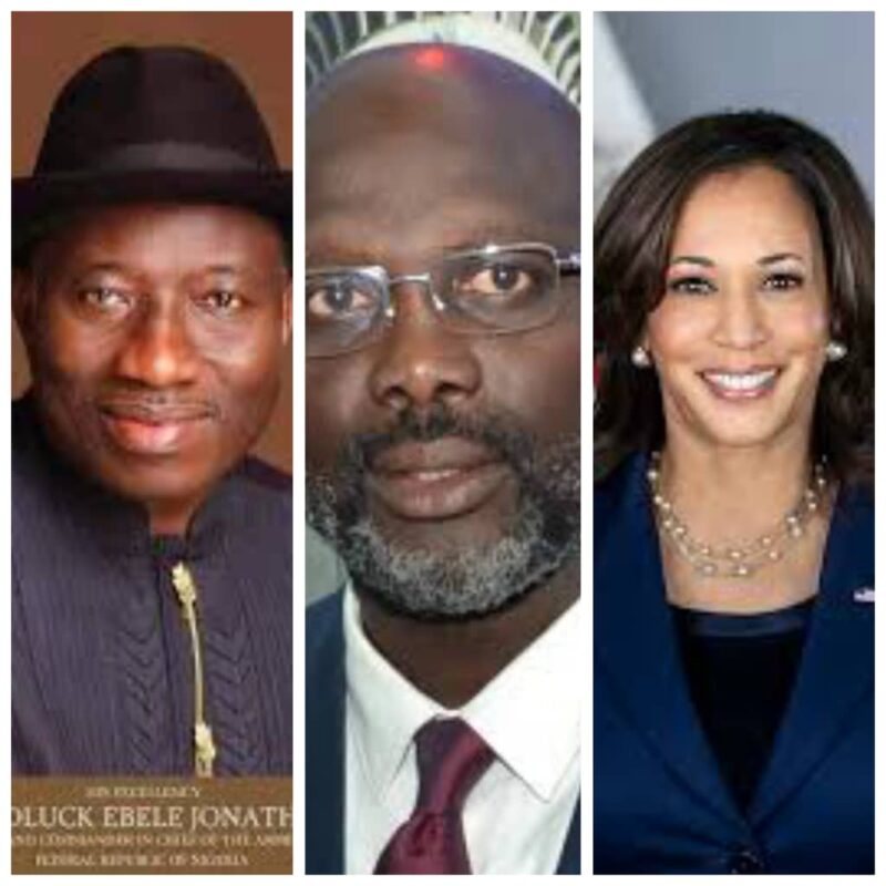 Goodluck Jonathan, George Weah in Liberia and Kamala Harris