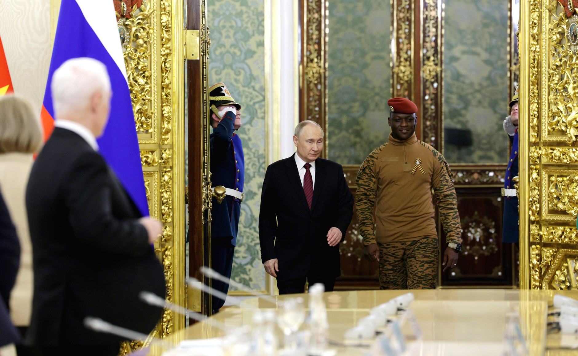 Russian President Vladimir Putin with Captain Ibrahim Traoré, May 10, 2025