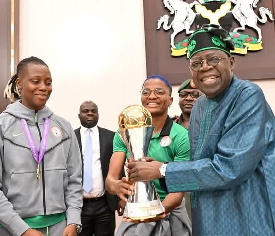 Super Falcons and President Tinubu at Aso Rock