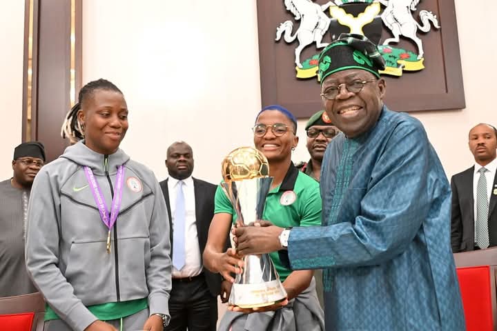Super Falcons and President Tinubu at Aso Rock