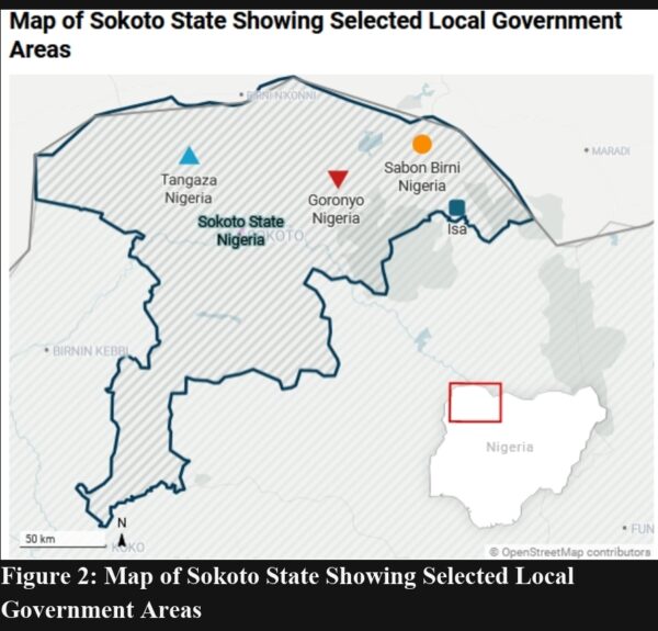 Map of Sokoto State Showing Selected LGA