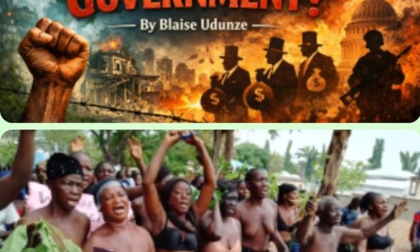 Government and people, women crying naked and protesting