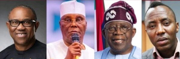Peter Obi, Atiku, Tinubu and Sowore